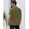 Runcati Mens Linen Cuban Guayabera Shirts Button Down Short Sleeve Shirt Cotton Hippie Summer Beach Vacation Shirts(Army Green)