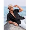 Runcati Mens Linen Cuban Guayabera Shirts Button Down Short Sleeve Shirt Cotton Hippie Summer Beach Vacation Shirts(Black)