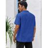 Runcati Mens Linen Cuban Guayabera Shirts Button Down Short Sleeve Shirt Cotton Hippie Summer Beach Vacation Shirts(Blue)