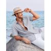 Runcati Mens Linen Cuban Guayabera Shirts Button Down Short Sleeve Shirt Cotton Hippie Summer Beach Vacation Shirts(Grey)