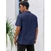 Runcati Mens Linen Cuban Guayabera Shirts Button Down Short Sleeve Shirt Cotton Hippie Summer Beach Vacation Shirts(Navy)