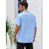Runcati Mens Linen Cuban Guayabera Shirts Button Down Short Sleeve Shirt Cotton Hippie Summer Beach Vacation Shirts(Sky Blue)