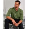 Runcati Mens Linen Henley Shirts Casual Lightweight 3/4 Sleeve T-Shirt Summer Beach Yoga Hippie Tops(Army Green)