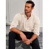 Runcati Mens Linen Henley Shirts Casual Lightweight 3/4 Sleeve T-Shirt Summer Beach Yoga Hippie Tops(Beige)