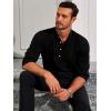 Runcati Mens Linen Henley Shirts Casual Lightweight 3/4 Sleeve T-Shirt Summer Beach Yoga Hippie Tops(Black)