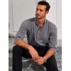 Runcati Mens Linen Henley Shirts Casual Lightweight 3/4 Sleeve T-Shirt Summer Beach Yoga Hippie Tops(Dark Grey)
