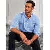 Runcati Mens Linen Henley Shirts Casual Lightweight 3/4 Sleeve T-Shirt Summer Beach Yoga Hippie Tops(Light Blue)