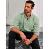 Runcati Mens Linen Henley Shirts Casual Lightweight 3/4 Sleeve T-Shirt Summer Beach Yoga Hippie Tops(Olive Green)