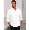 Runcati Mens Linen Henley Shirts Casual Lightweight 3/4 Sleeve T-Shirt Summer Beach Yoga Hippie Tops(White)