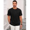 Runcati Mens Short Sleeve T-Shirts Casual Knit Texture Crewneck Pocket Tee Tops Loose Fit Summer Shirt(Black)