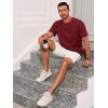 Runcati Mens Short Sleeve T-Shirts Casual Knit Texture Crewneck Pocket Tee Tops Loose Fit Summer Shirt(Burgundy)
