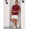 Runcati Mens Short Sleeve T-Shirts Casual Knit Texture Crewneck Pocket Tee Tops Loose Fit Summer Shirt(Burgundy)