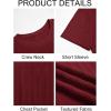 Runcati Mens Short Sleeve T-Shirts Casual Knit Texture Crewneck Pocket Tee Tops Loose Fit Summer Shirt(Burgundy)