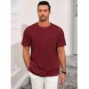 Runcati Mens Short Sleeve T-Shirts Casual Knit Texture Crewneck Pocket Tee Tops Loose Fit Summer Shirt(Burgundy)