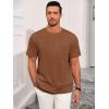 Runcati Mens Short Sleeve T-Shirts Casual Knit Texture Crewneck Pocket Tee Tops Loose Fit Summer Shirt(Coffee)