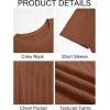 Runcati Mens Short Sleeve T-Shirts Casual Knit Texture Crewneck Pocket Tee Tops Loose Fit Summer Shirt(Coffee)