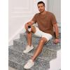 Runcati Mens Short Sleeve T-Shirts Casual Knit Texture Crewneck Pocket Tee Tops Loose Fit Summer Shirt(Coffee)