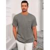 Runcati Mens Short Sleeve T-Shirts Casual Knit Texture Crewneck Pocket Tee Tops Loose Fit Summer Shirt(Grey)