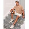Runcati Mens Short Sleeve T-Shirts Casual Knit Texture Crewneck Pocket Tee Tops Loose Fit Summer Shirt(Light Brown)
