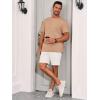 Runcati Mens Short Sleeve T-Shirts Casual Knit Texture Crewneck Pocket Tee Tops Loose Fit Summer Shirt(Light Brown)