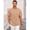 Runcati Mens Short Sleeve T-Shirts Casual Knit Texture Crewneck Pocket Tee Tops Loose Fit Summer Shirt(Light Brown)