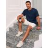 Runcati Mens Short Sleeve T-Shirts Casual Knit Texture Crewneck Pocket Tee Tops Loose Fit Summer Shirt(Navy Blue)