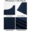 Runcati Mens Short Sleeve T-Shirts Casual Knit Texture Crewneck Pocket Tee Tops Loose Fit Summer Shirt(Navy Blue)