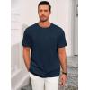 Runcati Mens Short Sleeve T-Shirts Casual Knit Texture Crewneck Pocket Tee Tops Loose Fit Summer Shirt(Navy Blue)
