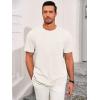Runcati Mens Short Sleeve T-Shirts Casual Knit Texture Crewneck Pocket Tee Tops Loose Fit Summer Shirt(White)