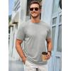 Runcati Mens Short Sleeve T-Shirts Classic Crew Neck Casual Shirt Summer Basic Lightweight Fashion Moisture Wicking Tees(Light Gray)