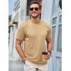 Runcati Mens Short Sleeve T-Shirts Classic Crew Neck Casual Shirt Summer Basic Lightweight Fashion Moisture Wicking Tees(Light Khaki)