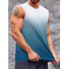 Runcati Mens Sleeveless Tank Tops Workout Muscle Gym T Shirts Crew Neck Gradient Tee Tops(Lake Blue)