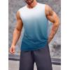 Runcati Mens Sleeveless Tank Tops Workout Muscle Gym T Shirts Crew Neck Gradient Tee Tops(Lake Blue)