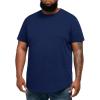 Runcati Mens Big and Tall Shirts Short Sleeve Crew Neck Casual T-Shirt Hipster Hip Hop Longline Tee Shirts(Navy)