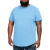 Runcati Mens Big and Tall Shirts Short Sleeve Crew Neck Casual T-Shirt Hipster Hip Hop Longline Tee Shirts(Sky Blue)