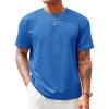 Runcati Men’s Casual T-Shirts Short Sleeve Crewneck Summer Stretchy Shirt Textured Jacquard Tops(Blue)
