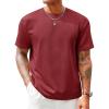 Runcati Men’s Casual T-Shirts Short Sleeve Crewneck Summer Stretchy Shirt Textured Jacquard Tops(Burgundy)