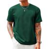 Runcati Men’s Casual T-Shirts Short Sleeve Crewneck Summer Stretchy Shirt Textured Jacquard Tops(Dark Green)