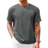 Runcati Men’s Casual T-Shirts Short Sleeve Crewneck Summer Stretchy Shirt Textured Jacquard Tops(Dark Grey)