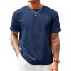 Runcati Men’s Casual T-Shirts Short Sleeve Crewneck Summer Stretchy Shirt Textured Jacquard Tops(Navy)