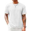 Runcati Men’s Casual T-Shirts Short Sleeve Crewneck Summer Stretchy Shirt Textured Jacquard Tops(White)