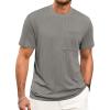 Runcati Mens Short Sleeve T-Shirts Casual Knit Texture Crewneck Pocket Tee Tops Loose Fit Summer Shirt(Grey)