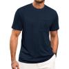 Runcati Mens Short Sleeve T-Shirts Casual Knit Texture Crewneck Pocket Tee Tops Loose Fit Summer Shirt(Navy Blue)