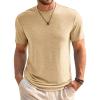 Runcati Mens Short Sleeve T-Shirts Classic Crew Neck Casual Shirt Summer Basic Lightweight Fashion Moisture Wicking Tees(Light Khaki)