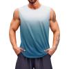 Runcati Mens Sleeveless Tank Tops Workout Muscle Gym T Shirts Crew Neck Gradient Tee Tops(Lake Blue)