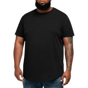 Runcati Mens Big and Tall Shirts Short Sleeve Crew Neck Casual T-Shirt Hipster Hip Hop Longline Tee Shirts(Black)
