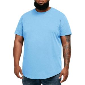 Runcati Mens Big and Tall Shirts Short Sleeve Crew Neck Casual T-Shirt Hipster Hip Hop Longline Tee Shirts(Sky Blue)