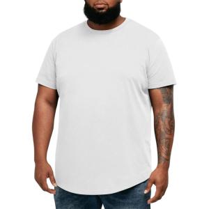 Runcati Mens Big and Tall Shirts Short Sleeve Crew Neck Casual T-Shirt Hipster Hip Hop Longline Tee Shirts(White)