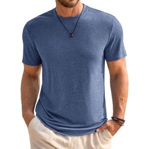Runcati Mens Short Sleeve T-Shirts Classic Crew Neck Casual Shirt Summer Basic Lightweight Fashion Moisture Wicking Tees(Navy)
