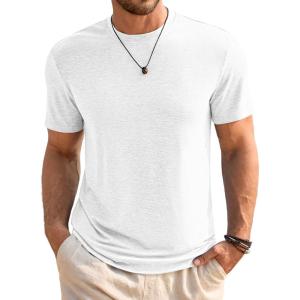 Runcati Mens Short Sleeve T-Shirts Classic Crew Neck Casual Shirt Summer Basic Lightweight Fashion Moisture Wicking Tees(White)